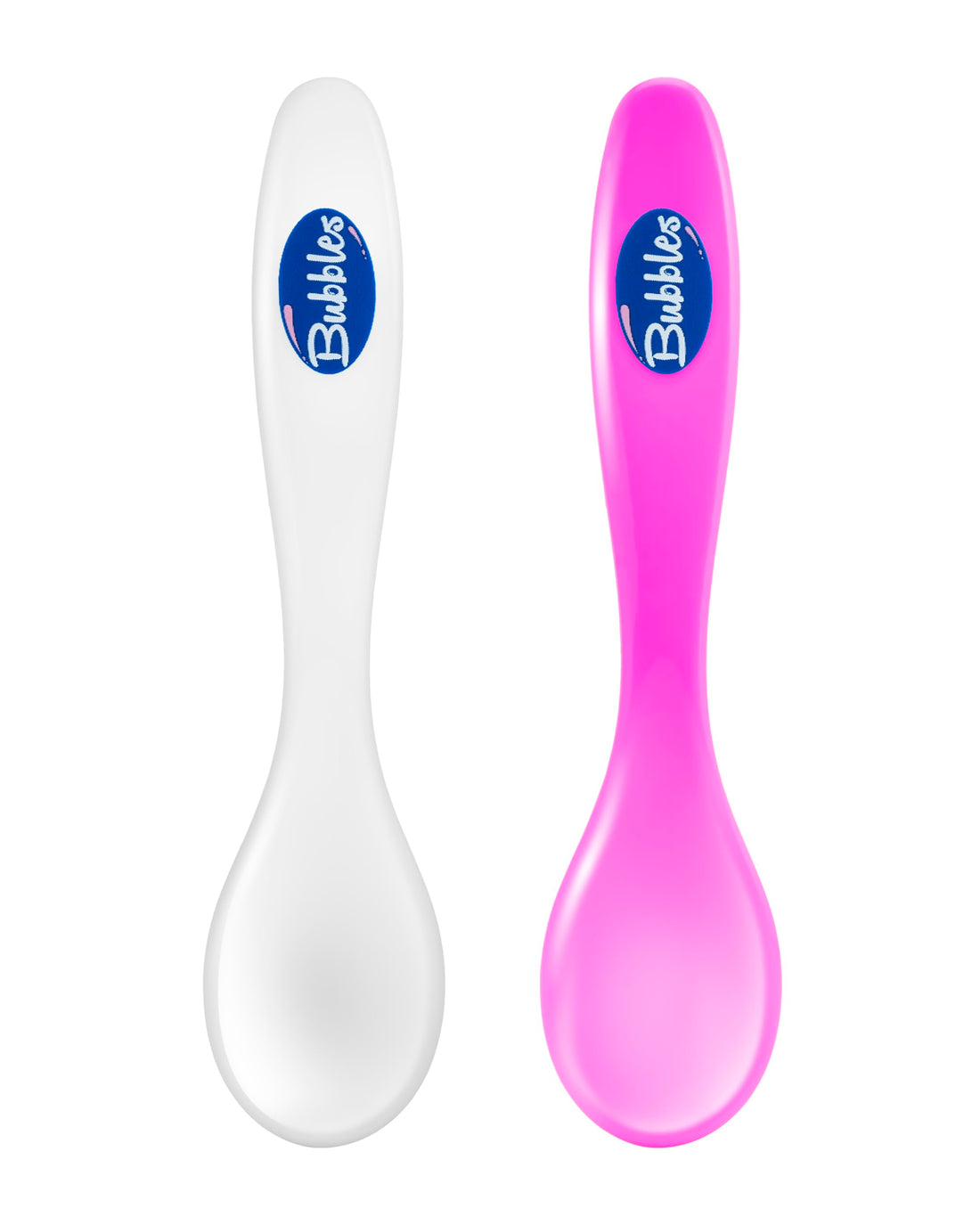 Bubbles Baby Feeding Spoon 2 Pieces White & Pink