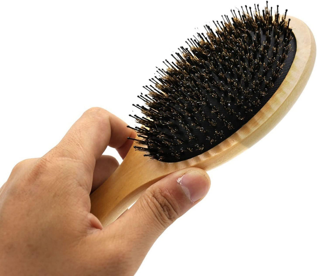 Premium Bamboo Hair Brush, All-Purpose Hair Brush Made of Sustainable Bamboo Wood - Paddle Brush for All Hair Types- Detangling Anti Static Hairbrush(1 Piece -WOOD)-oval or square shape