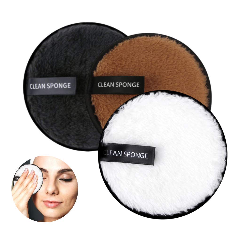 Generic Double Sided Reusable Makeup Remover Sponge Pad, 3.6 Inch Diameter - 3 Total Sponges - Powder Puff Makeup Face Brush Foundation Body Large Puffs Blending Cosmetic Fluffy Round Pieces