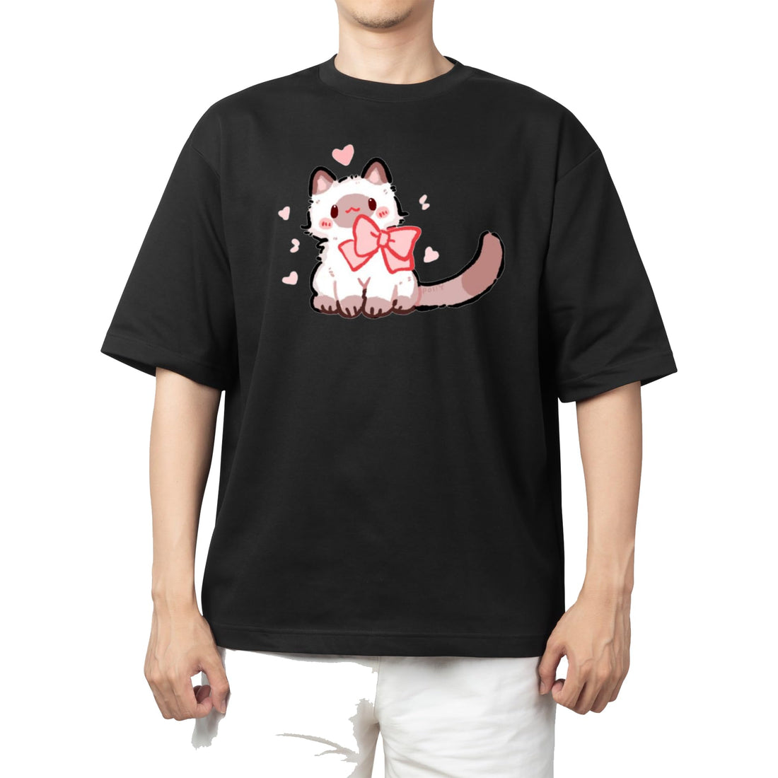 CUTE kawaii kitty cat black t-shirt oversize 71