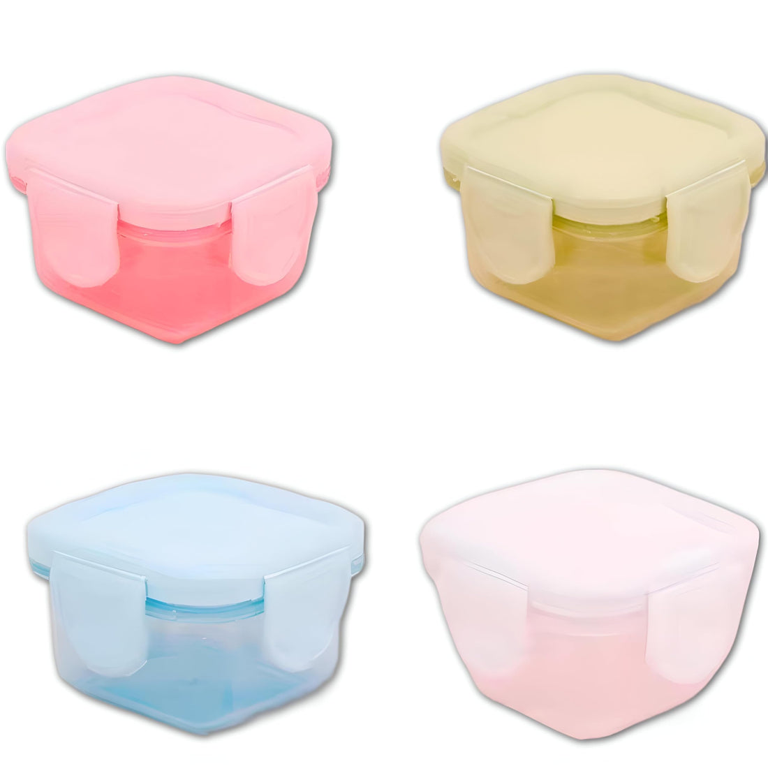 Set of Jars - Collection of 4 airtight jars for sauces, keeping your ketchup, mayo, snacks, and dried fruit fresh. Ideal for home, work, or school lunches, a must-have for every meal!