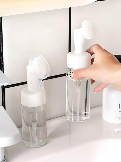 Foam Cleanser Brush - Deep facial cleansing tool with refillable 150ml bottle transforms any face wash into gentle foam, providing radiant skin care and effortless daily rejuvenation