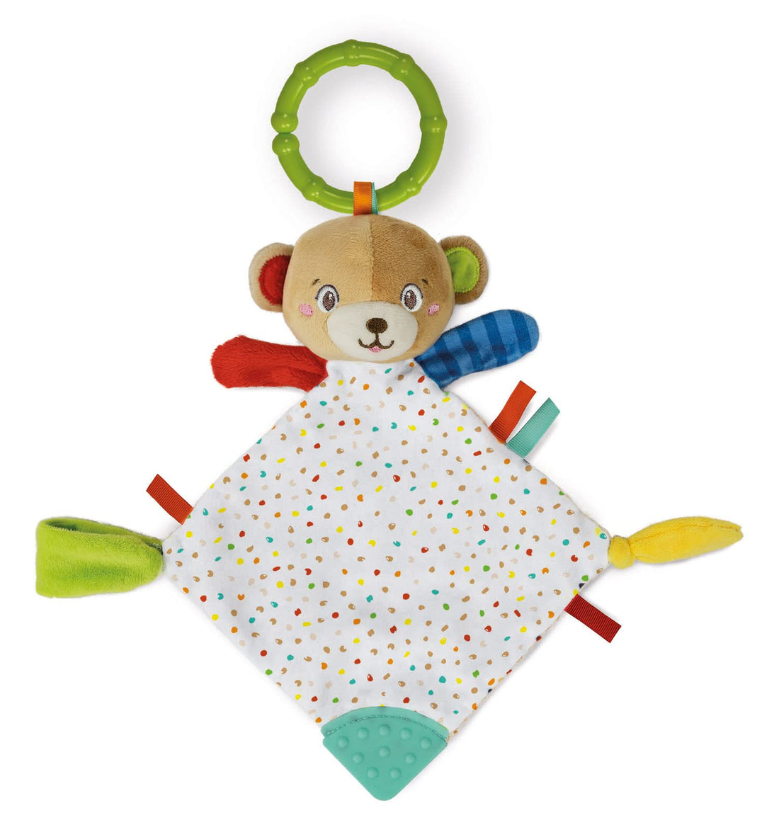 Clementoni 17654 Lovely Bear Comforter-Toddler Plush, Early Years, Infant, New Born Soft Toys Gift, 100% Washable, Multi-Coloured, Medio