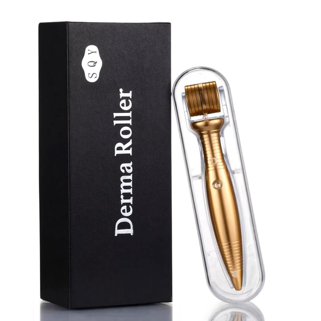 Derma Roller Microneedling Kit 540 Titanium Micro Needles for Face Beard Hair Skin Rejuvenation Microneedle Therapy Tool (Gold, 1.0 mm)