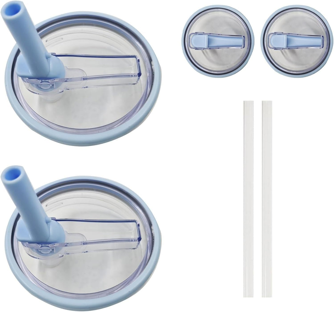 Replacement Flip Straw Lid for Tumbler – Leak-Proof, Splash-Resistant Flip Lid With Easy Grip, Reusable Tumbler Cover, Spill-Proof Cup Lid Compatible With Most 40 Oz Cups (Baby Blue)