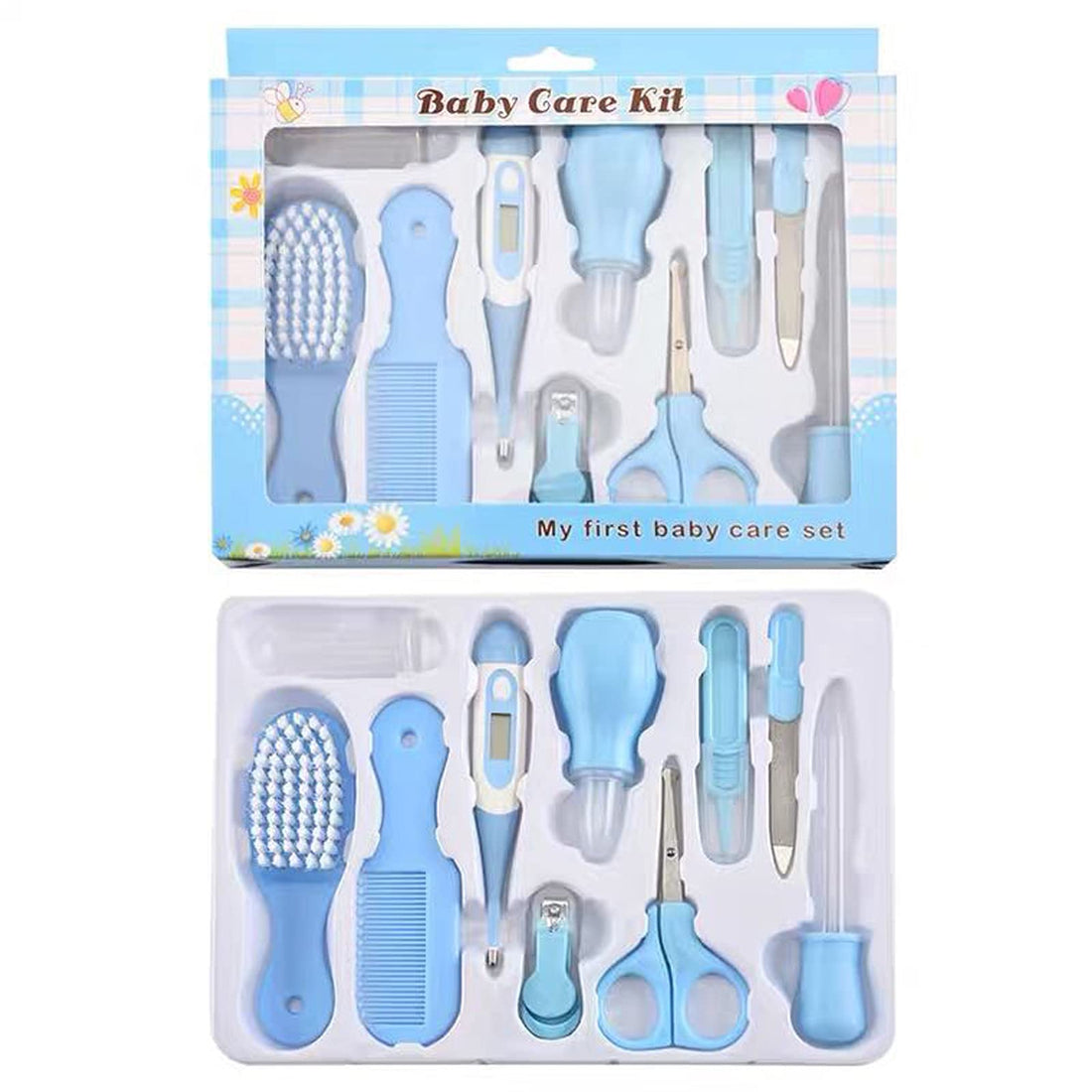 Baby Nail Kit 10-In-1 Baby Grooming Kit,Anti-Shear Flesh Design Baby Nail Clippers, Scissor, Tweezer, Liquid Dropper, Nasal Aspirator, Baby Manicure Kit And Pedicure Kit For Newborn, Infant & Toddler