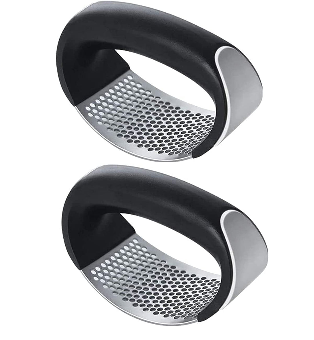 KASTWAVE Garlic Press, Stainless Steel Garlic Grinder Rocker, Kitchen Tools Garlic Chopper With Ergonomic Handle And Comfortable Grip (Black)