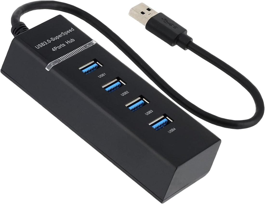 Generic 4-Port USB 3.0 Ultra-Slim Data Hub with 30cm Extended Cable for Computers, Laptops, Smartphones, Tablets, External Hard Drives, USB Flash Drives, and Digital Cameras