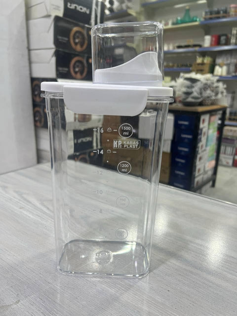 Cereal & Dry Food Storage Containers with Measuring Cup, Airtight Plastic Kitchen Storage Organizer, Clear Food Storage Box for Flour, Sugar, Rice | BPA Free Container with Locking Lids
