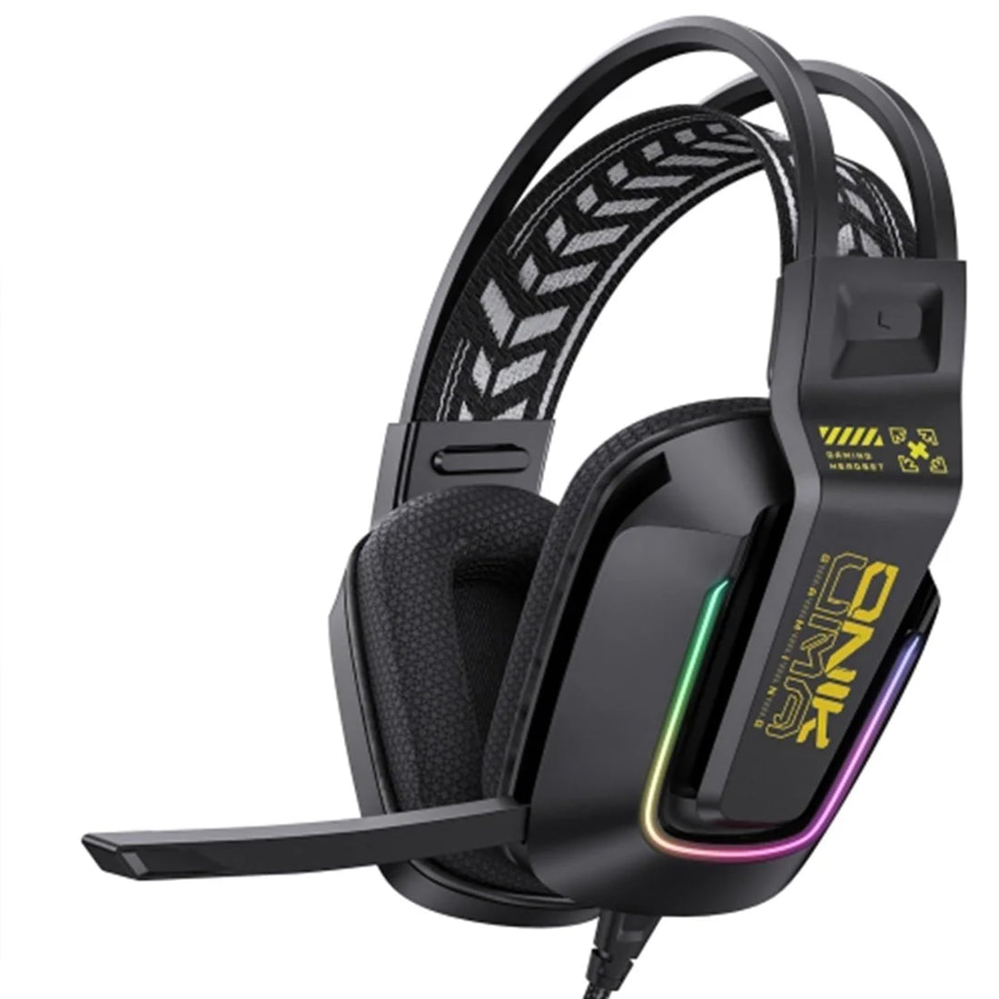 Onkuma X13 RGB Stereo Gaming Headset, 50mm Drivers, Noise-Reduction Mic with 120° Swivel, Cool RGB Lighting, 3.5mm + USB, Comfortable 3D Ear Pads for PC, Console & Mobile