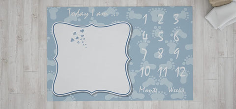 Home Print Milestone Blanket for Baby 110X 90 CM Italian Velvet Comes with a Circular Metal Ring , 2725619348333