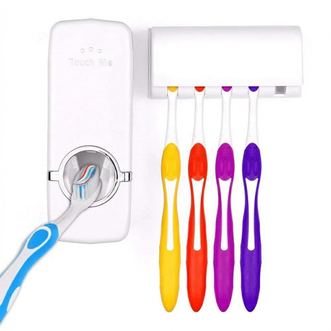 Oblivion Toothpaste Holder Wall Mounted 1 Pc – Plastic Automatic Toothpaste Dispenser & Tooth Brush Holder – Wall Mounted Bathroom Organizer Without Drill, Hygienic Toothbrush Stand with Cover Case