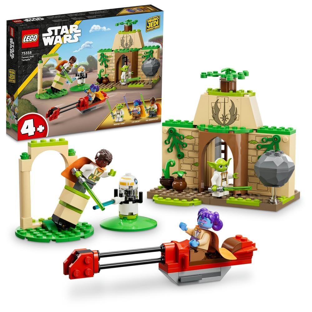 LEGO 75358 Star Wars Tenoo Jedi Temple Set with Master Yoda, Lightsabers, Droïd Figure and Speeder Bike, Building Toy for Kids, Boys, Girls 4 Plus Years Old