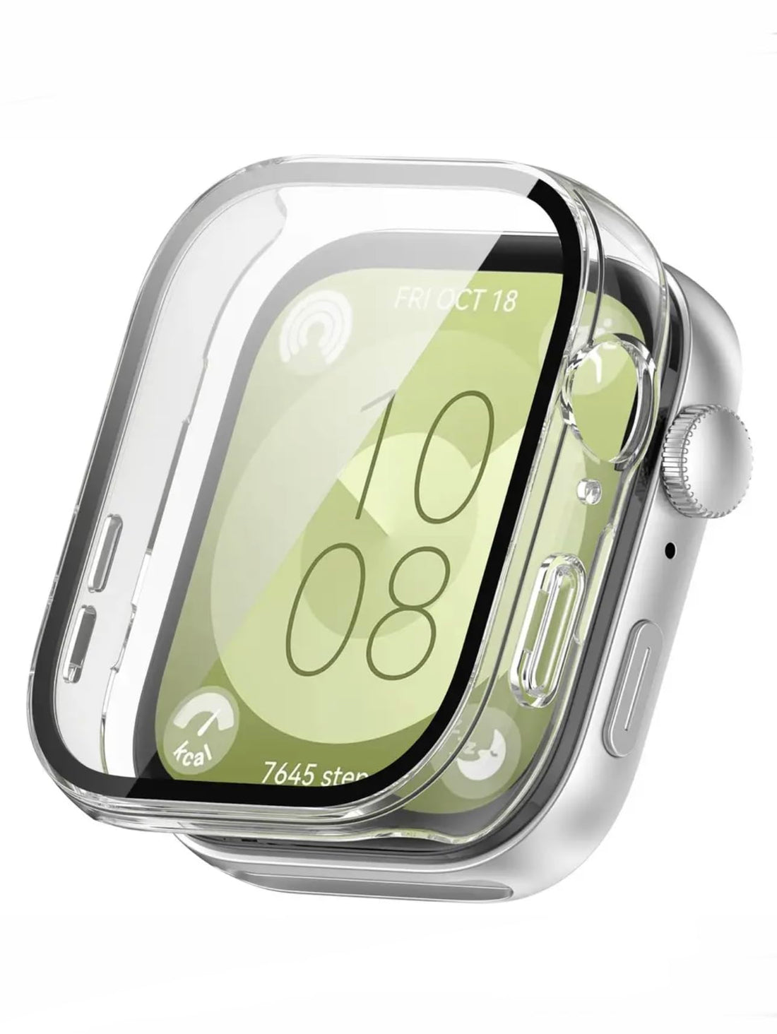 فكرة Fekra Case Compatible with Huawei Watch Fit 3 (2024), PC Case with Glass Screen Protector [Scratch-Resistant, All-Round Protection, HD Ultra Thin] Huawei Watch Fit 3 Cover (Transparent)