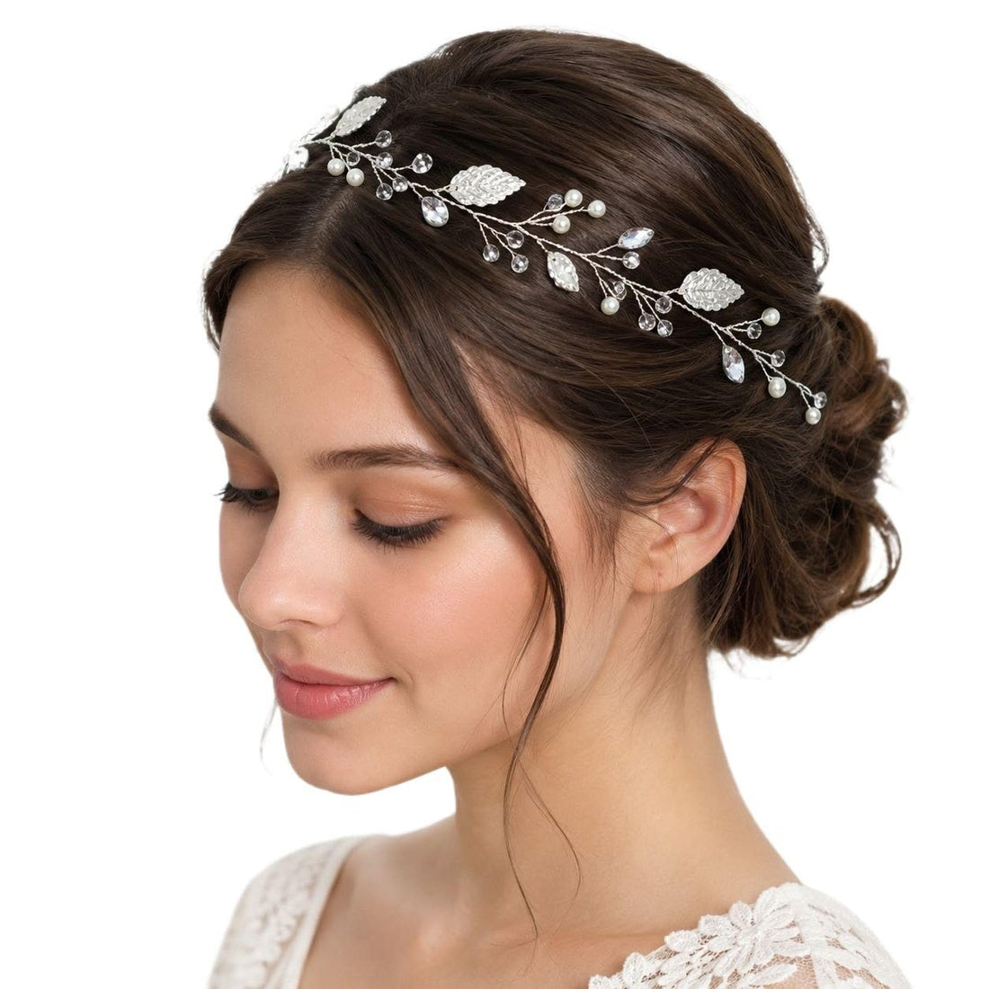 Handmade Wedding Headband Crystal Rhinestone Hair Vine Crown Hair Vine Crown Hair Accessories for Bride Bridesmaid Party Festival Wedding Party for Women Girls (Silver Style 2)