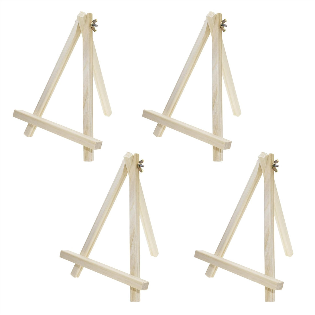 Shapenty Small Wood Painting Tripod Easel Stands Wooden Canvas Boards Pictures Place Card Holders for Tabletop Display Art Crafts Sign Photos Birthday Christmas Party Favors, 4PCS (9.4Inch)
