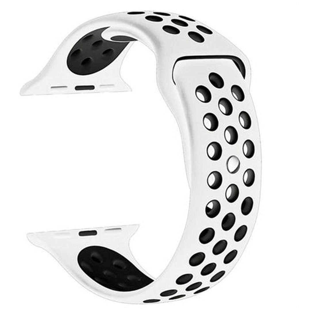 Soft breathable silicone strap replacement watchband compatible for apple watch 42/44mm, white and black