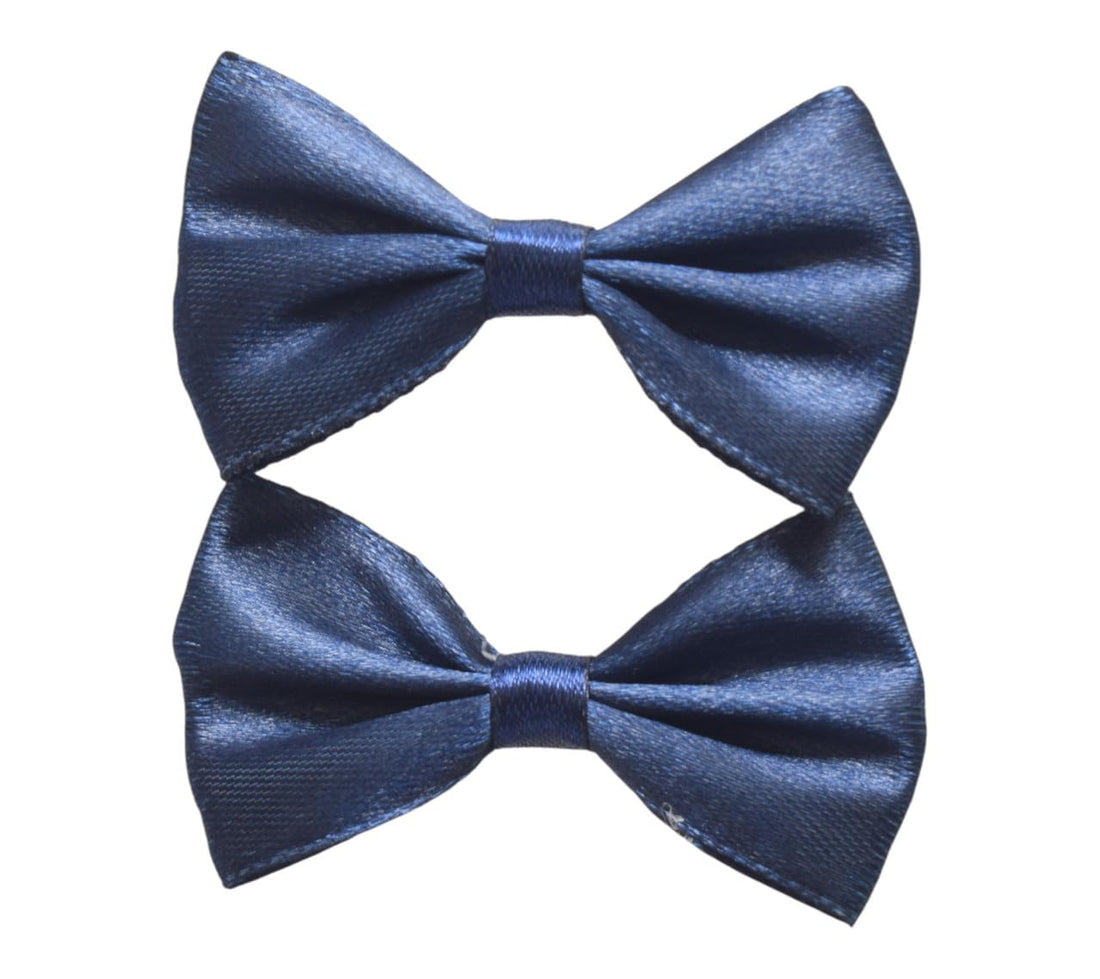 Daphne Hijab Brooch Pin Set With Bow Design For Girls, 2 Pieces - Navy