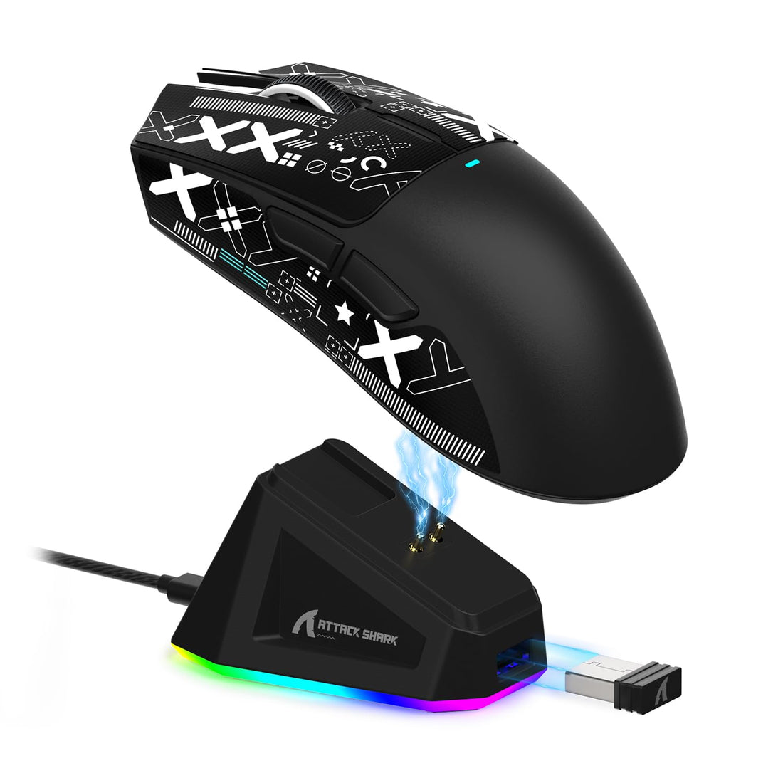 ATTACK SHARK X11 Lightweight Wireless Gaming Mouse with Anti Slip Mouse Grip Tape, Self Adhesive Design Elastics Refined Side Grips Sticker Sweat Resistant Pads/Anti Sweat Paste, Cut to Fit (Black)