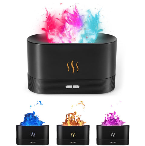 Essential Oil Diffuser,Imitation Flame Aromatherapy Diffuser, Aromatherapy Cool Mist Diffusers With Flame Effect,180ml Air Aroma Diffuser, Aroma Diffusers for Bedroom, Office, Spa, Yoga (Black)