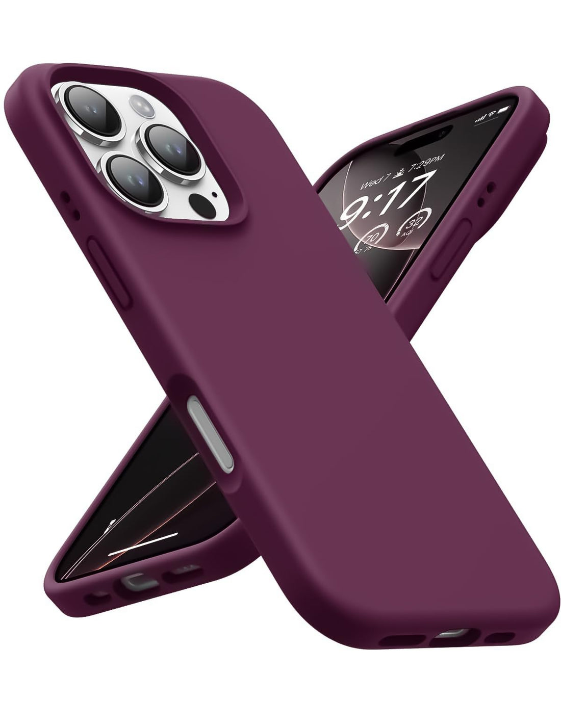 Dl3 Mobilak Compatible with iPhone 16 Pro 6.3-inch Case, Premium Liquid Silicone, Full Body Protective Cover, Shockproof, Slim Phone Case, Anti-Scratch Soft Microfiber Lining - Wine Red
