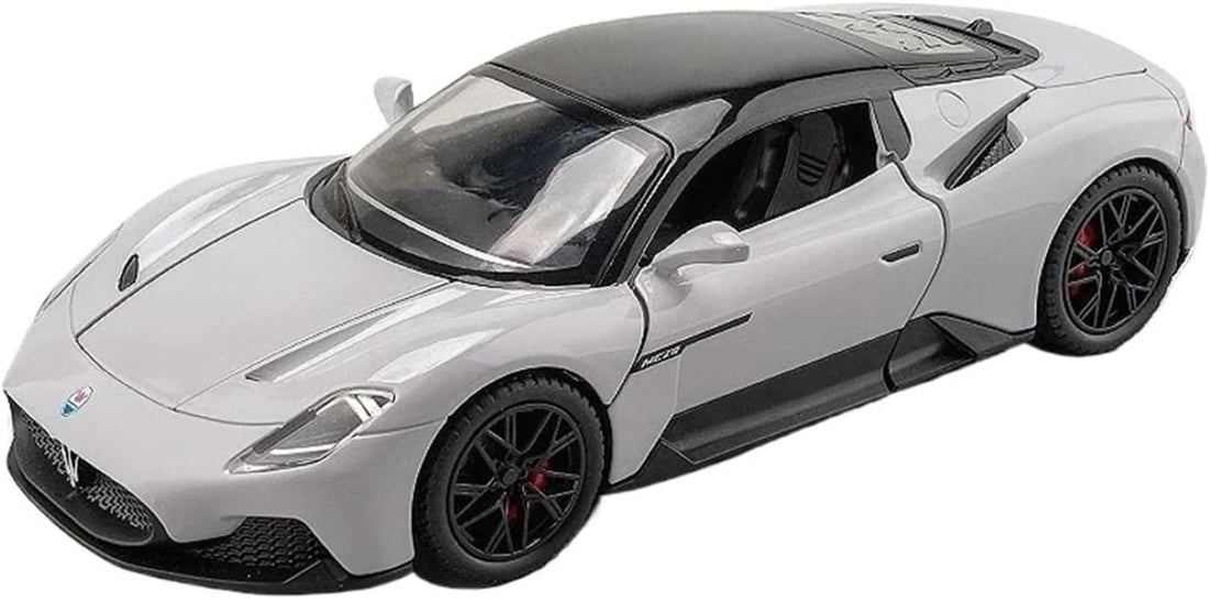 TOYS LAND 1:24 Scale Diecast Metal Toy Car, Pull Back Sports Model Vehicle with Openable Doors, Sound and Light Simulation, Zinc Alloy Collectible Car, Ideal Gifts Adults Kids Boys Girls (Light Gray)