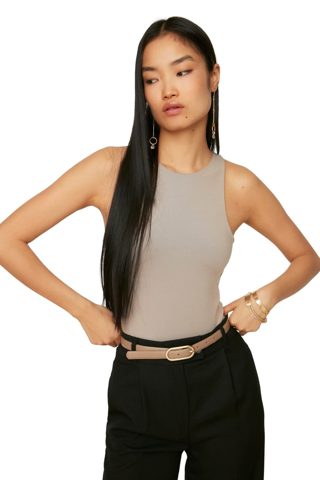 Trendyol Women Halter Neck Body-Fitting Stretch Snap Knitted Body TWOSS20BD0044 body