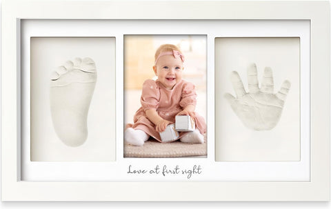 SKY-TOUCH Baby Handprint and Footprint Frame Makers Kit,Newborn Baby Prints Photo Keepsake Frames,Memory Art Picture Frames for Baby Registry,as Souvenir of Child's Birth,Memory Art Picture,White