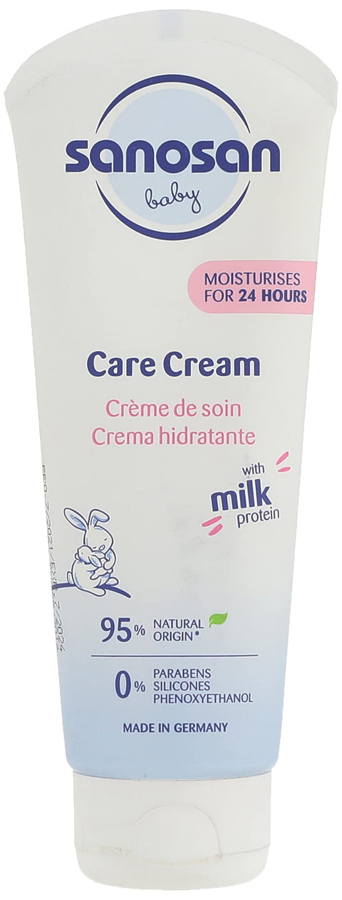 Snosan Care Cream for New born Moisturizes for 24 hours with organic olive oil to Calm, Nourish & Comfort Dry-Skin Care Cream -95% ingredients of natural origin Fragrance Free & Paraben Free,100 ML