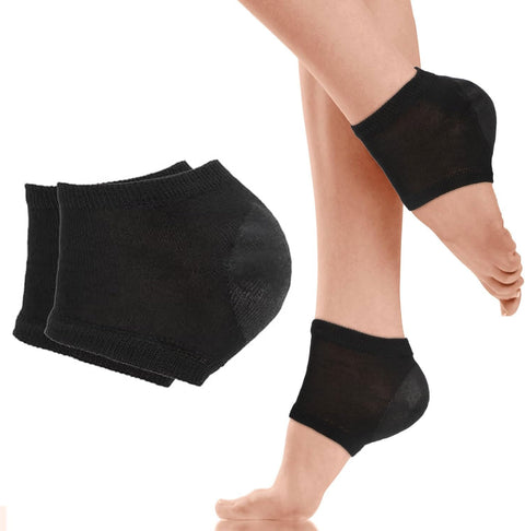 1 Pairs Silicone Gel Heel Socks, Moisturizing Heel Socks for Dry Hard Cracked Heel, Moisture Socks For Women Dry Feet, Moisturizing Spa Socks Open Toe Socks for Foot Care (Black-01)