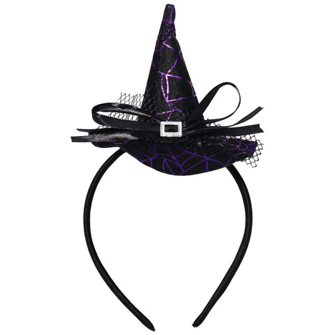 Wonka WRBAJIS Halloween Witch Hat Headband Spiderweb Hair Bands Wizard Witches Hat Headpiece for Festival Costume Cosplay Halloween Party Favors Decorations Women Hair Accessories Purple