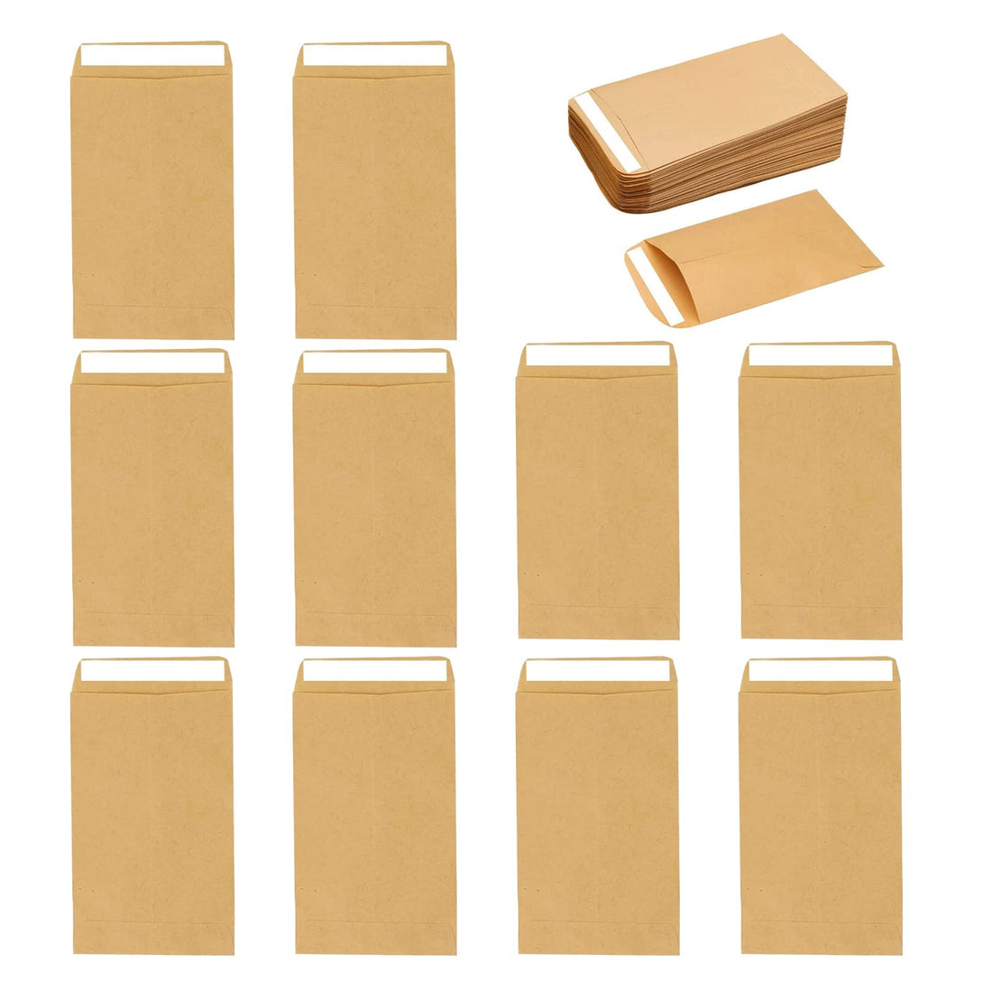 SHENLONG 50pcs Small Brown Envelopes for Seeds,6x10cm Mini Brown Seed Envelopes Coin & Small Parts Envelopes,Envelopes Brown Little Kraft Paper Bags for Storing Small Item Seeds Cash Money Beads Coin