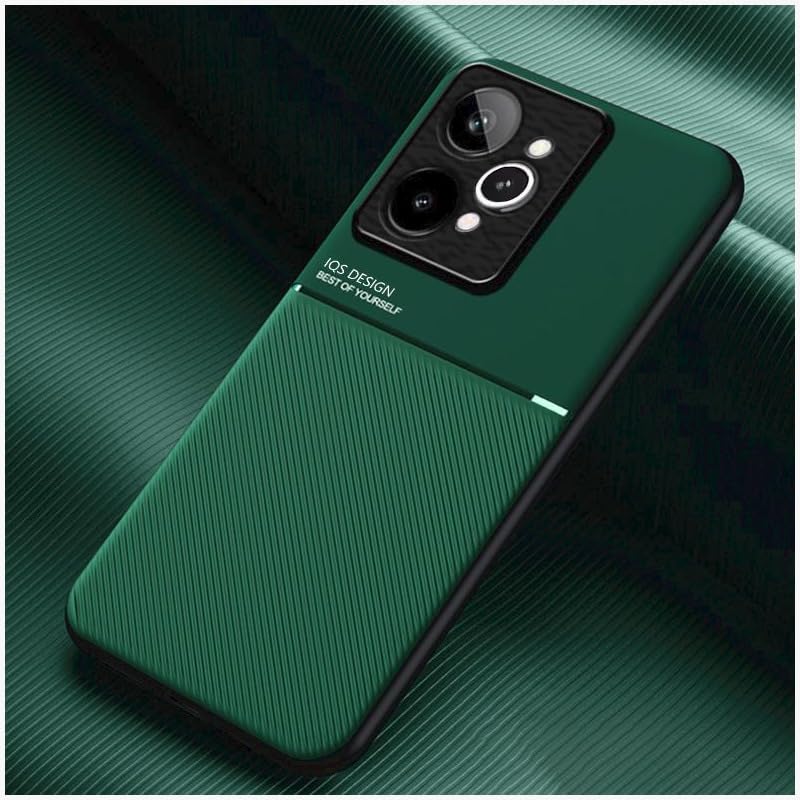 fascination phone case compatible with Realme 15 pro Classic shockproof silicone soft tpu leather hard pc mobile phone Magnetic Shockproof PC + TPU Phone Case for Realme 15 pro (Green)