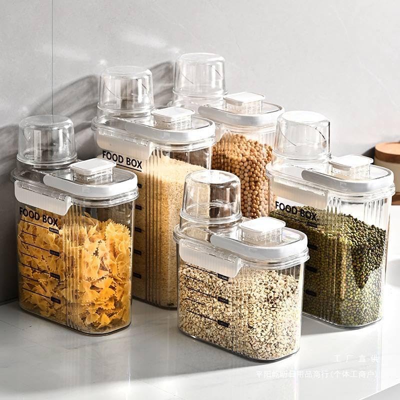 Clear Acrylic Sealed Healthy Legume Storage Containers, Cereal Dispenser, Grain Storage Box, Rice Dispenser, Cereal Dispenser, Kitchen Organizer (1500ml)