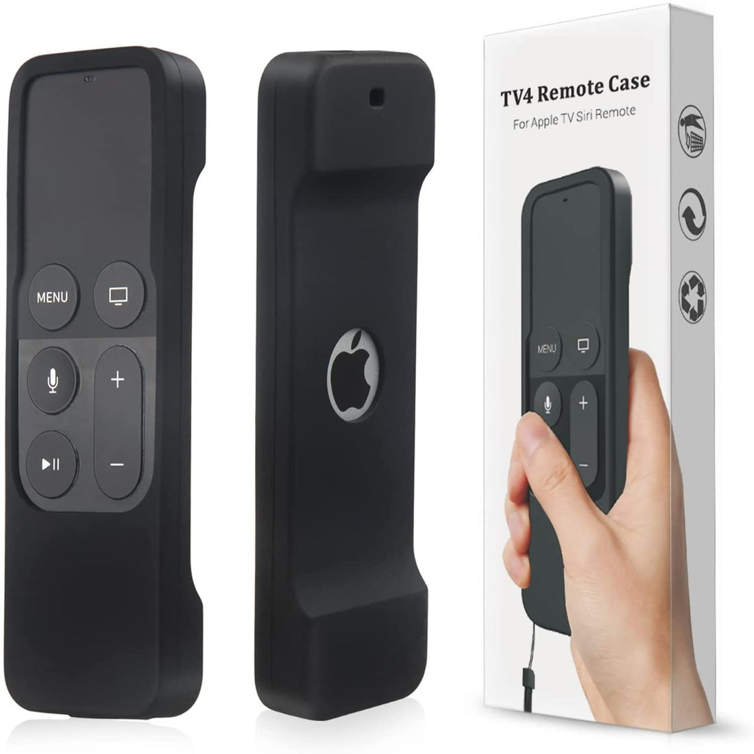 Anti-Slip Silicone Protective Cover Case with Wirst Strap for Apple TV 4th Generation Siri Remote Controller Included Lanyard