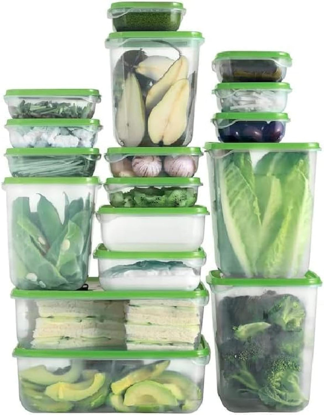 17Pcs/Set Kitchen Microwave Oven Refrigerator Seal Food Storage Box Container Clear Plastic Container Storage (1 Green)