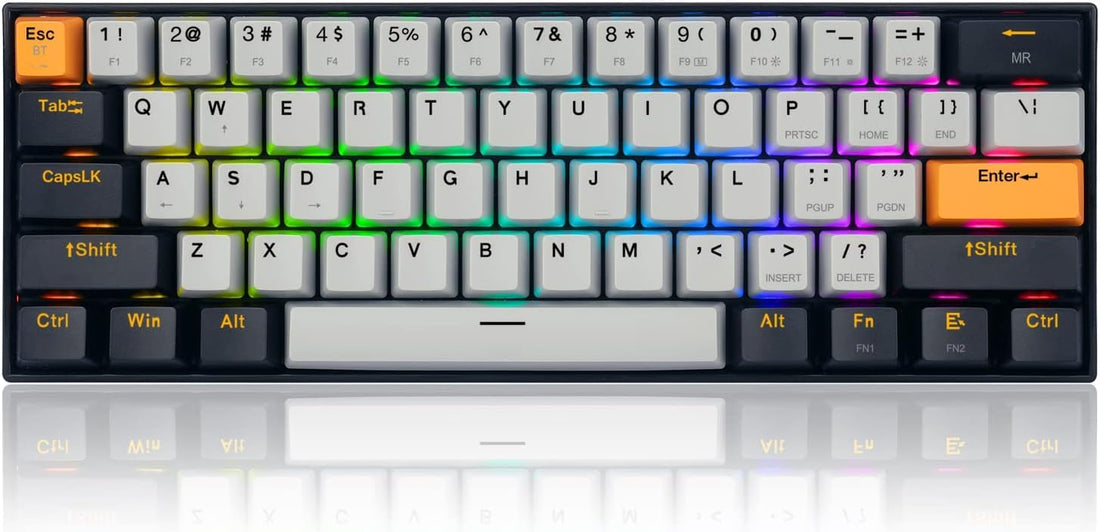 Redragon Wireless Mechanical Keyboard K530 60%, Tri-Mode 2.4GHz/Bluetooth/USB-C, Hot Swappable Bullet R Switches, RGB Pro Backlit, Compact 61 Keys Gaming Keyboard, dust proof