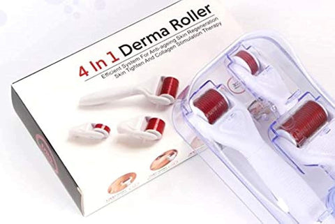 DRS 4 IN 1 Derma roller home use kit - interchangeable heads - face and body dermal rolling