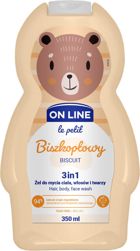 On Line Le Petit 3 In 1 Biscuit Scent Hair, Body and Face Cleansing Gel 350 ml