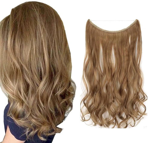 ecif Hair Extensions 45 7 cm 80g Heat Resistant Synthetic Hairpieces Strawberry Blonde and Bleach Blonde Hidden Fish Cord Invisible Curly Hair Extensions