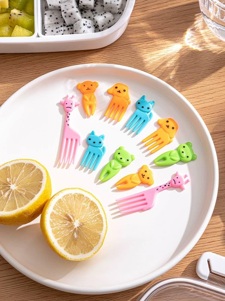 10 Pieces Cute Cartoon Animal Food Fruit Forks - Bento Box Lunch Box Fruit Party Picks Accessories