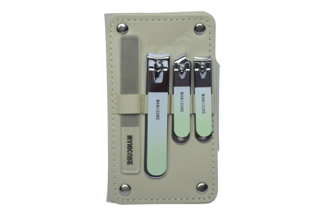 4 In 1 Grooming Kit Manicure & Pedicure Set, 4 Pieces - Off White Silver