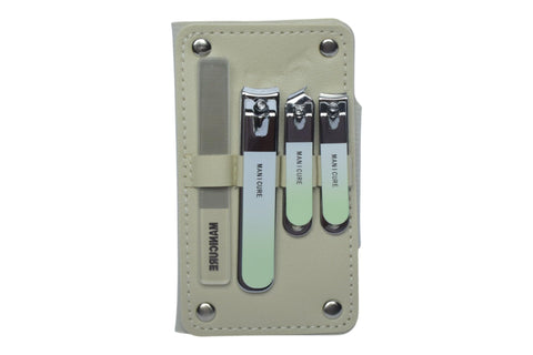 4 In 1 Grooming Kit Manicure & Pedicure Set, 4 Pieces - Off White Silver
