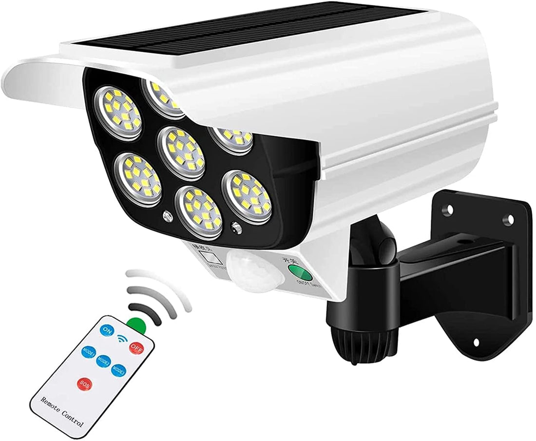 Solar Waterproof Wireless Flood Light With Remote Control Security Simulation Dummy Camera Wall Lamp