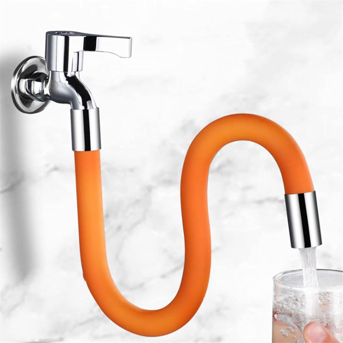 Flexible Faucet Connector 50cm Stainless Steel Silicone Faucet - 360 Degree Rotation for Easy Water Direction and Sink Cleaning in Kitchen and Bathroom