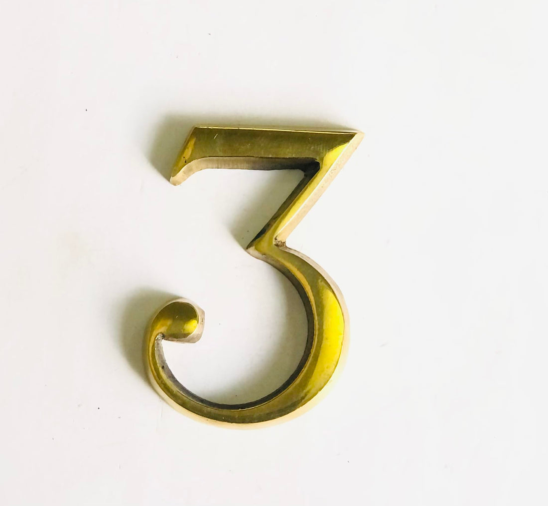 Door Sign 3 - Wooden Door Accessories Apartment Door Numbers Material Copper Made in Egypt