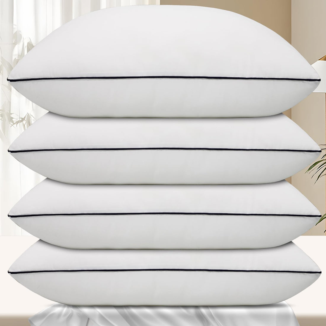 Vorouhals Hotel Collection Bed Pillows for Sleeping 2 Pack Cooling Pillows Set of 2 for Back, Stomach or Side Sleepers, Super Soft Down Alternative Microfiber Filled Pillows (Standard (Pack of 4))