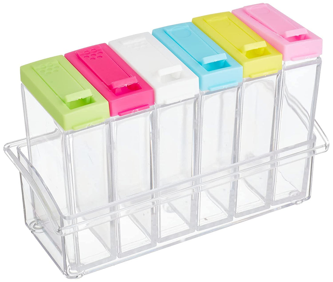 Acrylic Spice Jars Set with Cover - 6 Pieces