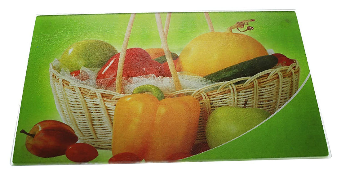 Glass Vegetable Chopping Board 20.5 cm x 30.5 cm - Multi Color