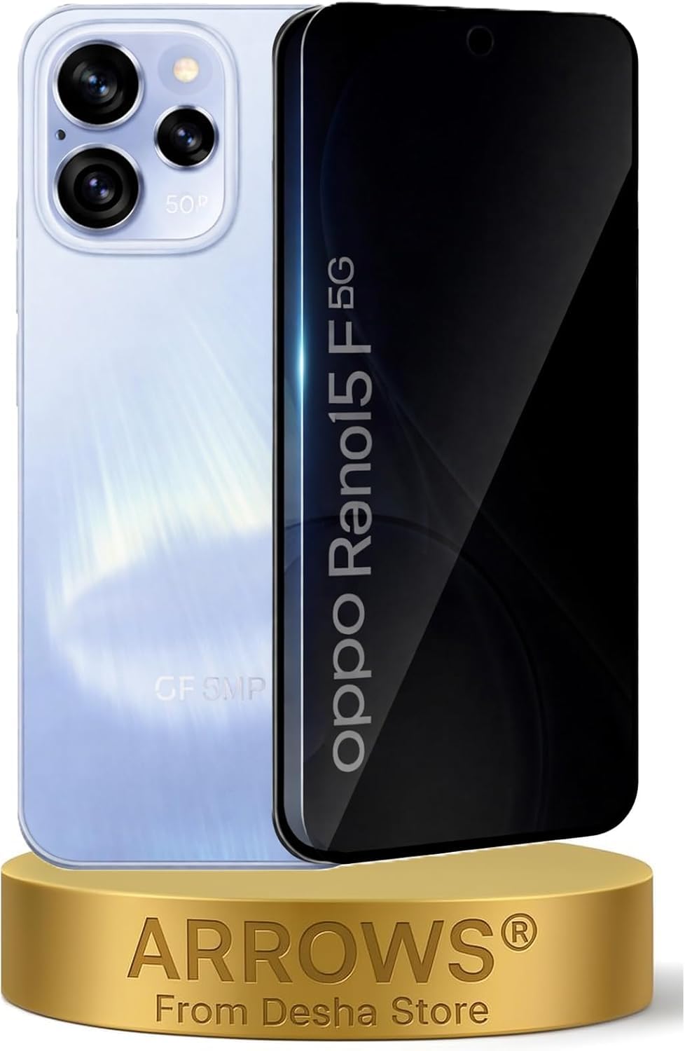 ARROWS 2-Piece Privacy Glass Screen Protector for Oppo Reno 15F, Anti Spy Tempered Glass, 9H Hardness Anti-fingerprint, Full Coverage [Not Support Fingerprint Unlock]
